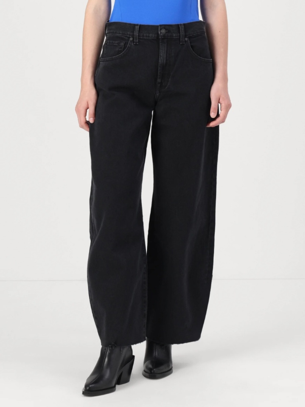 7 For All Mankind Bonnie Curvilinear Barrel Jeans 30 Thunder Black $208 - Picture 10 of 11
